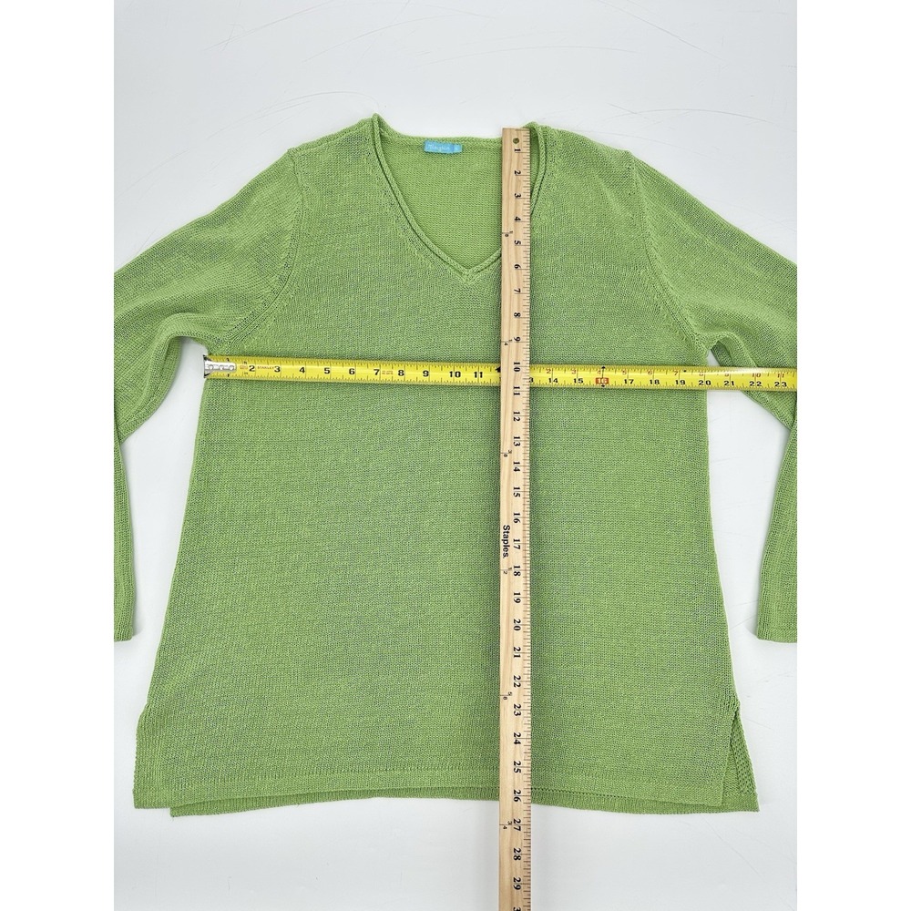 J McLaughlin Lime Green Knit Sweater XL V Neck Coastal Grandmacore Preppy Resort - Picture 5 of 14